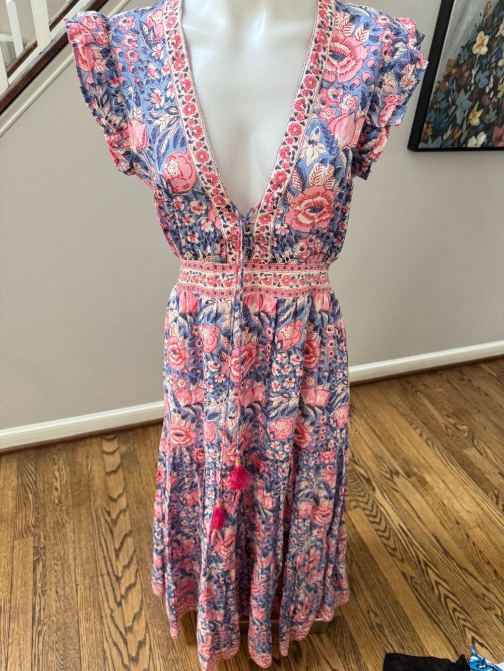 BELL by Alicia Bell Phoebe Cotton Silk Floral Maxi Dress Size Medium - Picture 2 of 4
